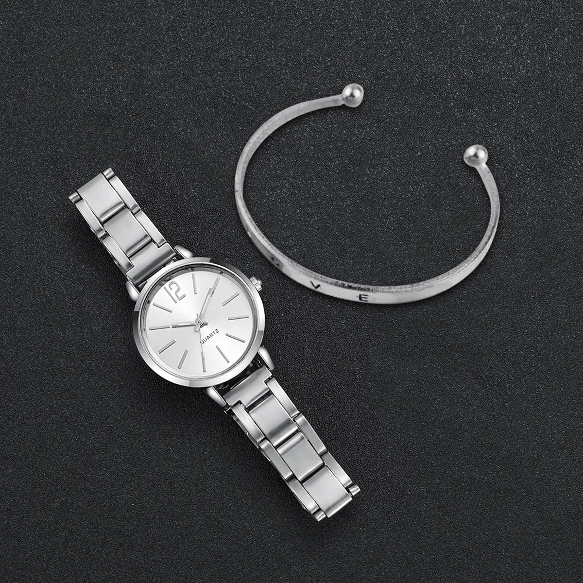 Relógio Feminino Pulseira de Aço Conjunto Pulseira Elegante Amor